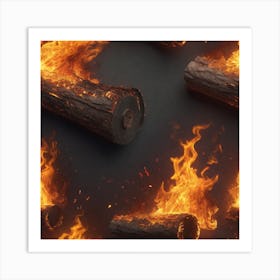 Logs On Fire Art Print