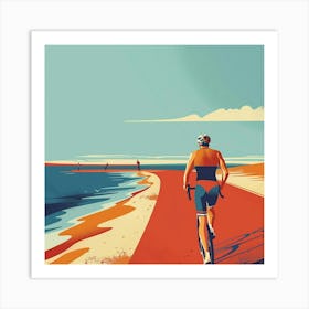 Triathlete On The Beach Art Print