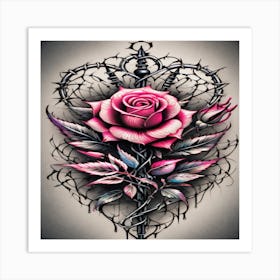Rose Tattoo Design Art Print