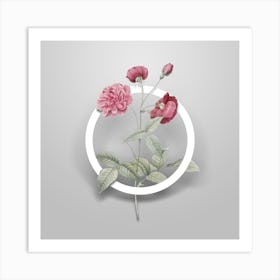 Vintage China Rose Minimalist Floral Geometric Circle on Soft Gray n.0078 Art Print