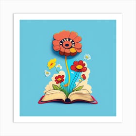 Book Flower Art Print