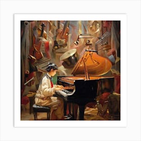 Woman Playing The Piano Art Print