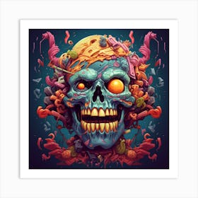 Zombie Skull Art Print