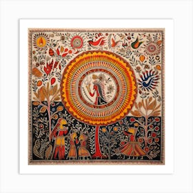 Person, Indian Painting Madhubani Painting Indian Traditional Style Art Print