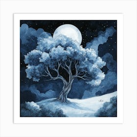 Moonlight Tree Art Print