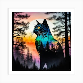 Cat In The Forest 2 Art Print