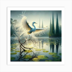 Egret In Flight Art Print