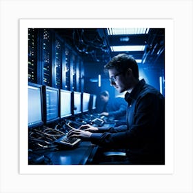 A Cutting Edge Server Room Filled To The Brim With Sleek High Tech Equipment Humming With Energy (1) Art Print