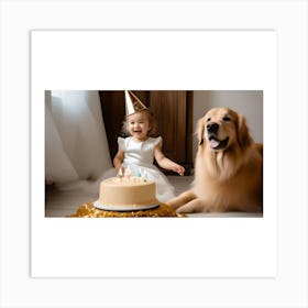 Birthday Girl And Dog Art Print