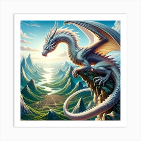 Dragon On The Cliff Art Print