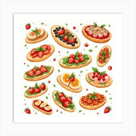 Spanish Tapas Spread With Vibrant Watercolor Details And Textures Art Print