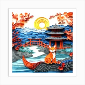 Quilling paper majestic Pagoda design Art Print