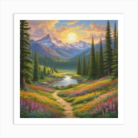 Sunset In the Mountains 1 Art Print