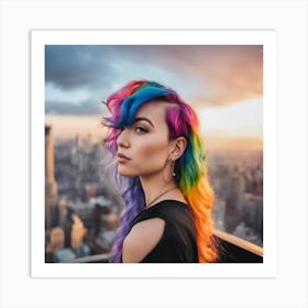 Rainbow Haired Girl Art Print