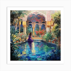 Woman in Moroccan Pool Art Print