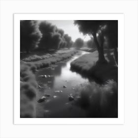 River In Black And White 8 Art Print