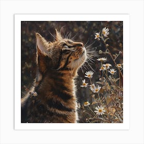 Lena1987 A Watercolor Illustration Of A Cat With Flowers In T 2c38dadc B637 4b91 96d0 5887660cb394 0 Art Print