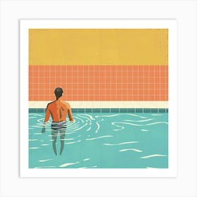 A Swimmer In A Pool Minimal Illustration 1718672260 1 Art Print