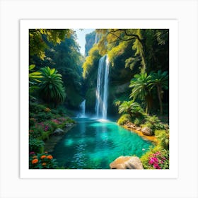 Majestic Waterfall In A Hidden Valley Art Print