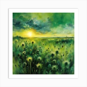 Dandelions At Sunset Art Print