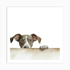 Dog Peeking Over The Wall 18 Art Print