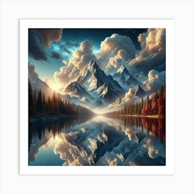 Mountain Reflected In A Lake Art Print