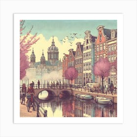 Amsterdam Canal in Spring Art Print