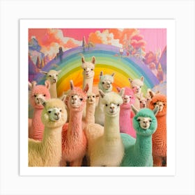Rainbow Pastel Alpacas 2 Art Print