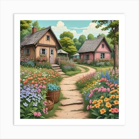 Cottage In The Garden Art Print