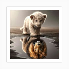 Reflection Of A Lion Art Print