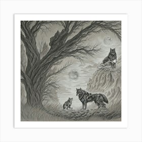 Wolf Trio Art Print