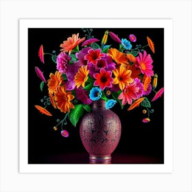 Colorful Flowers In A Vase 115 Affiche