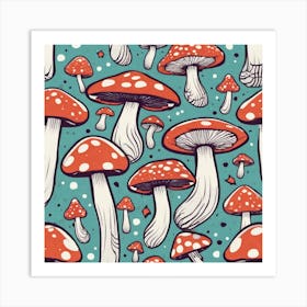 Seamless Pattern Of Mushrooms 3 Art Print