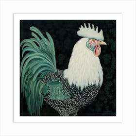 Ohara Koson Inspired Bird Painting Rooster 1 Square Art Print