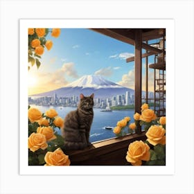 Cat On A Window Art Print