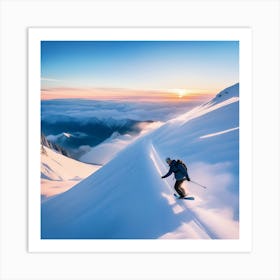 Skier In The Mountains Art Print