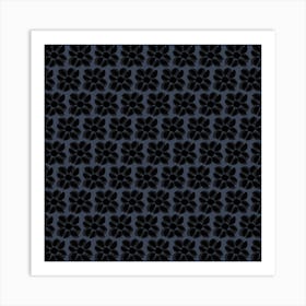 Black And Blue Floral Pattern Art Print