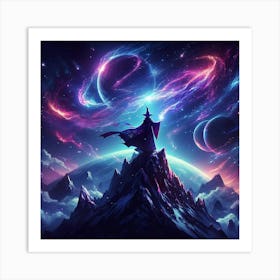 Wizard On Top Of A Mountain Art Print