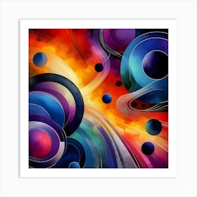 Stellar Vortex Vibrant Abstract Digital Art Transform Your Space with Cosmic Colors & Bold Geometry Poster