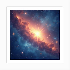 Radiant Cosmic Watercolor With Bright Star Patterns 1 Art Print