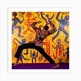 Dancer In Front Of Colorful Murals Art Print