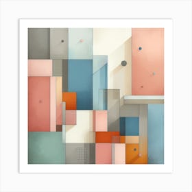 Pastel Geometric Art: A Simple and Elegant Abstract Painting Art Print