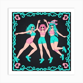 Three Girls Dancing Art Print