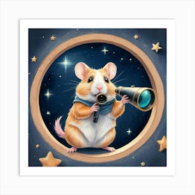 Stargazing Hamster Art Print