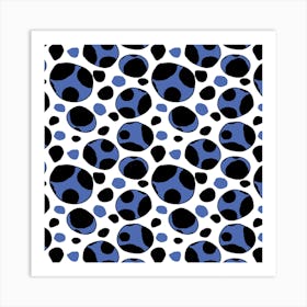 Spotty Retro Navy Blue Art Print