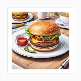 Burgers And Fries 7 Art Print