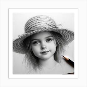 Little Girl In A Hat Art Print