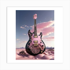 Rhapsody in Pink and Black Guitar Wall Art Collection 6 Art Print