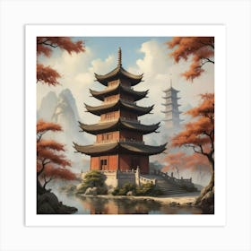 Chinese Pagoda Art Print 3 Art Print