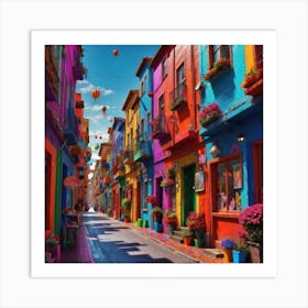 Colorful Street In Mexico City Art Print